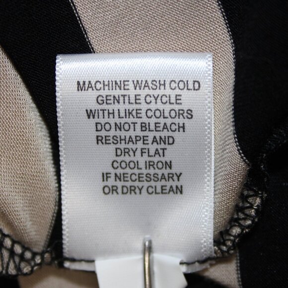 Carson Kressley Dress Sz L Black Tan Strip Sleeveless Viscose Spandex Dress - Picture 12 of 14